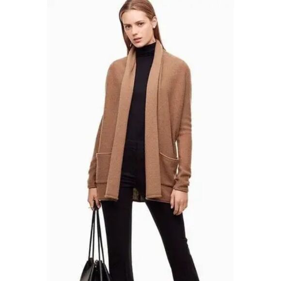 Aritzia Babaton Beekman Cashmere Wool Cardigan Size Small Camel Brown - Picture 1 of 6